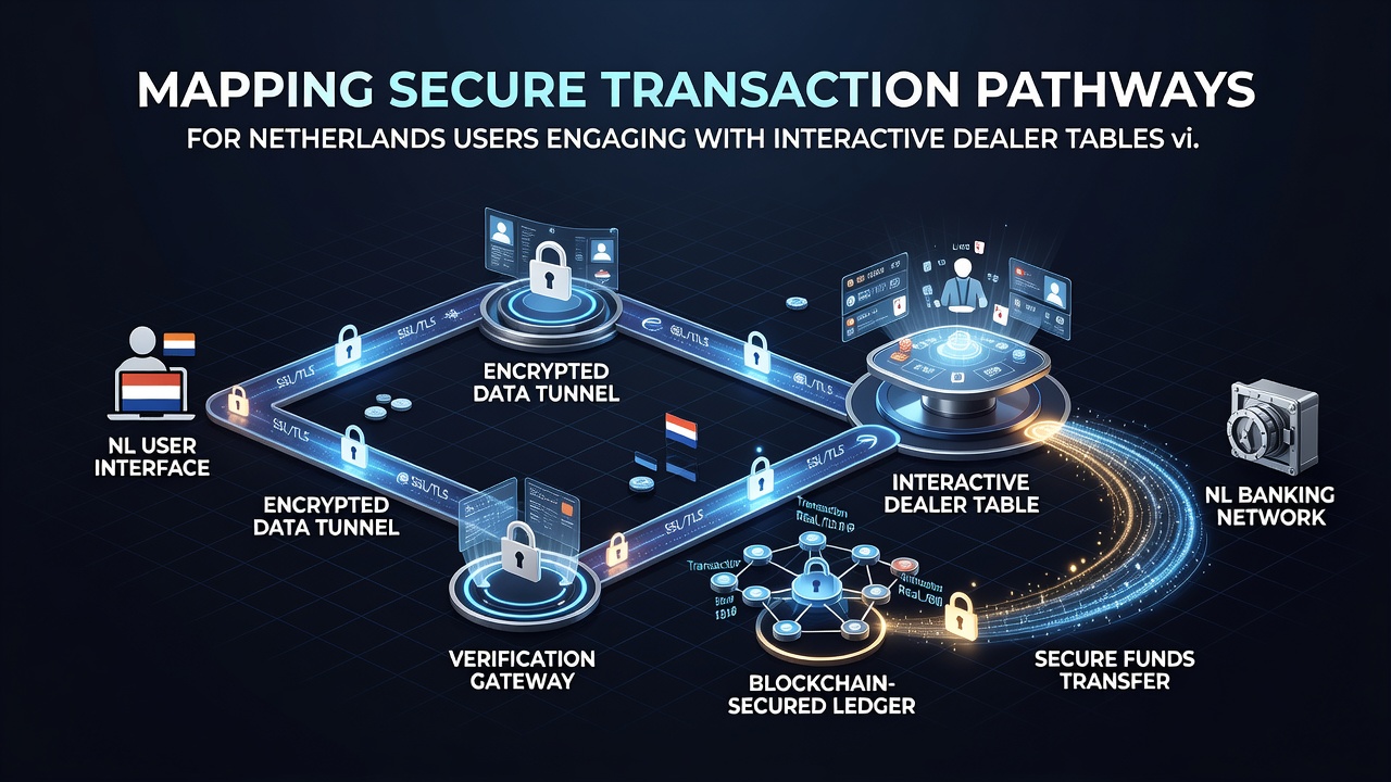 Diagram van transactiepaden in mobiele live casino apps met focus op beveiliging
